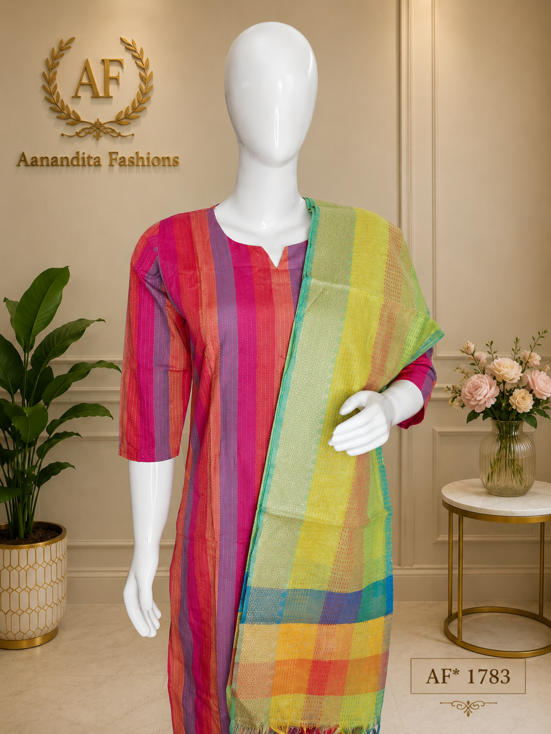 mul chanderi frock