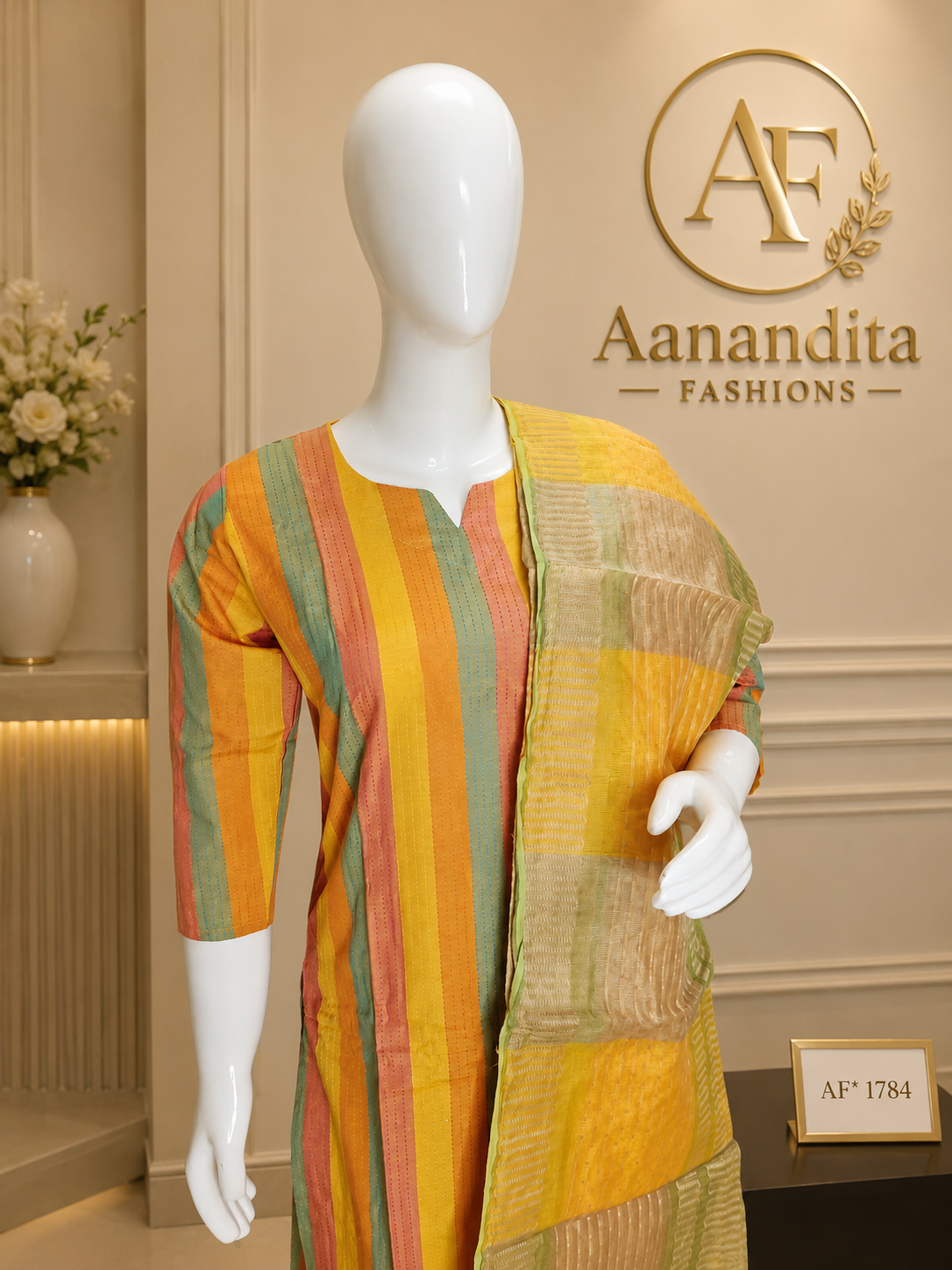 mul chanderi frock