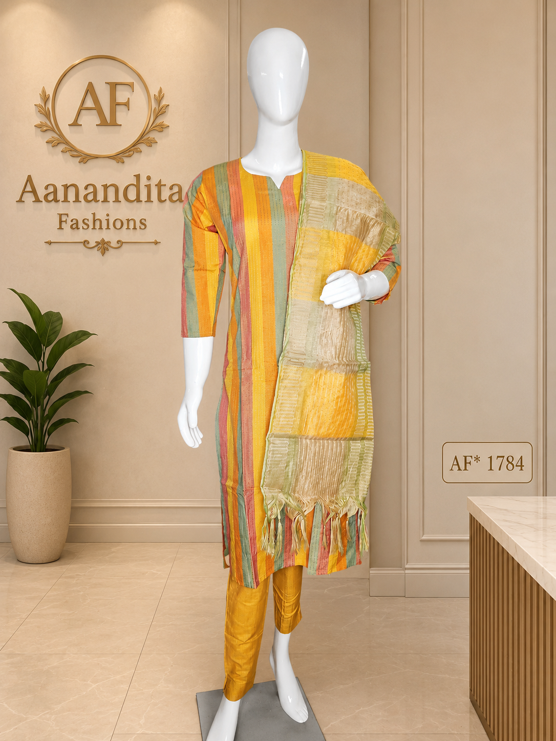 mul chanderi frock