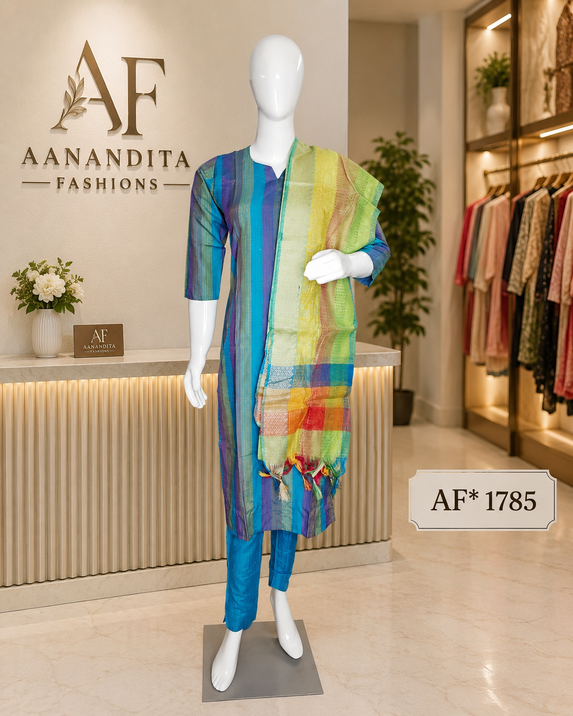 mul chanderi frock