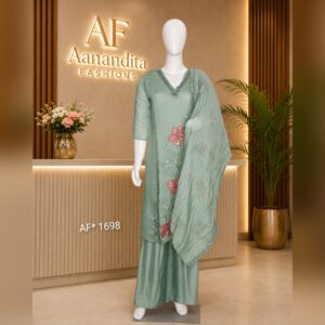 designer mul chanderi 3pc dress