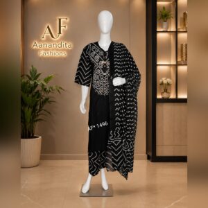 women's soft mul cotton 3 piece bandhani suit set – top, bottom & dupatta